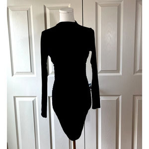 Naked Wardrobe Ruched Bodycon Open BackMini Dress Size Small Black